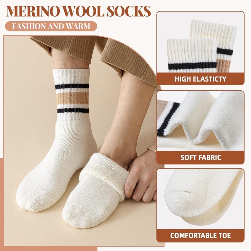 Velice Merino Wool Socks for Women 5 Pairs Warm Winter Hiking Thick Thermal Cozy Boot Work Soft Ladies Crew Socks - Image 4